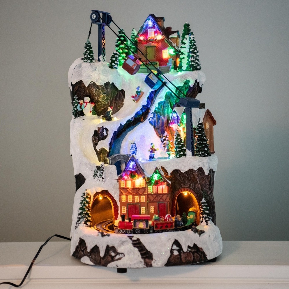 Carole Towne Winter Village 5968064 Musical Animated LED Cozy Christmas Mountain